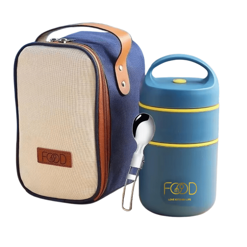 BOITE ISOHERME pour repas chaud bleu avec sac