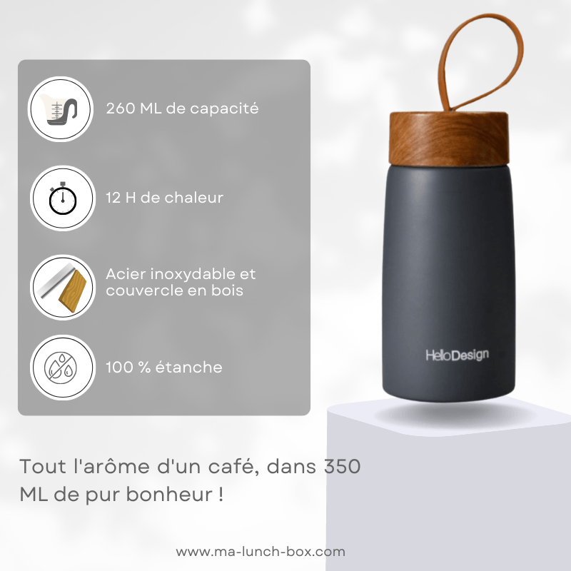 Thermos café bois noir