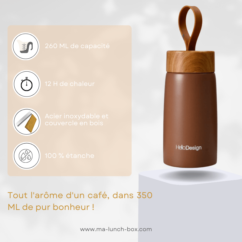 Thermos café bois marron