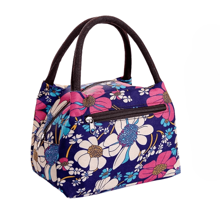 sac repas isotherme femme avec des fleurs en motifs