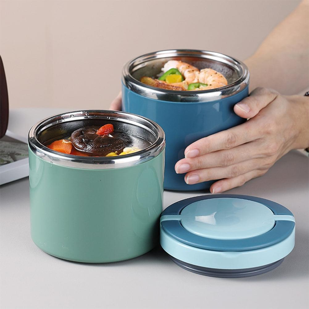 Boîte à déjeuner isotherme en acier inoxydable avec cuillère - Pour la soupe  - Vert - 10.5×12cm